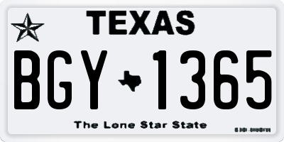 TX license plate BGY1365