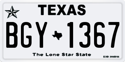 TX license plate BGY1367