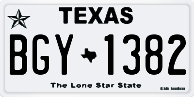 TX license plate BGY1382
