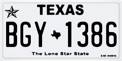 TX license plate BGY1386