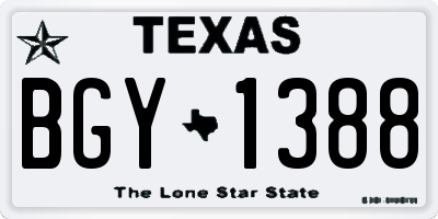 TX license plate BGY1388