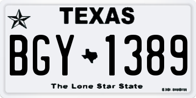 TX license plate BGY1389