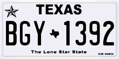 TX license plate BGY1392