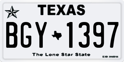 TX license plate BGY1397