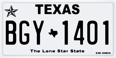 TX license plate BGY1401