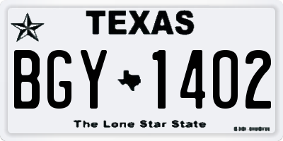 TX license plate BGY1402