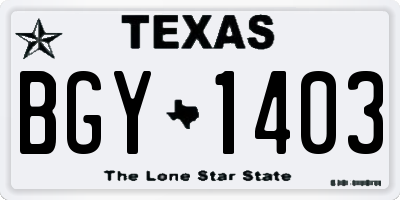 TX license plate BGY1403