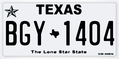 TX license plate BGY1404