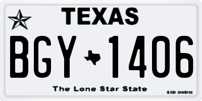 TX license plate BGY1406