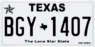 TX license plate BGY1407