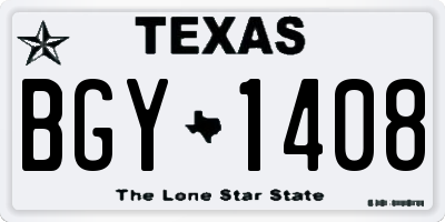 TX license plate BGY1408