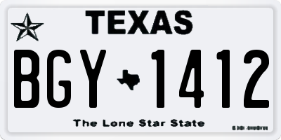 TX license plate BGY1412