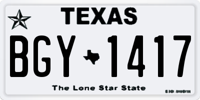 TX license plate BGY1417