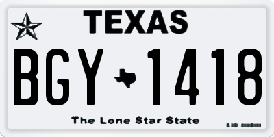 TX license plate BGY1418