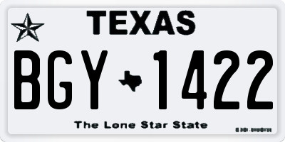 TX license plate BGY1422