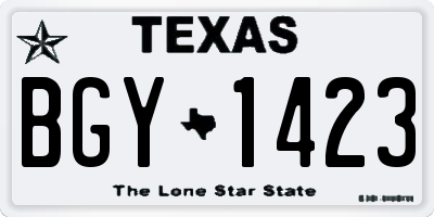 TX license plate BGY1423