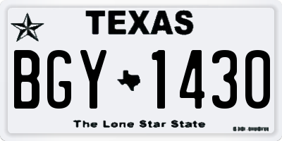 TX license plate BGY1430