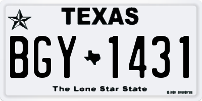 TX license plate BGY1431