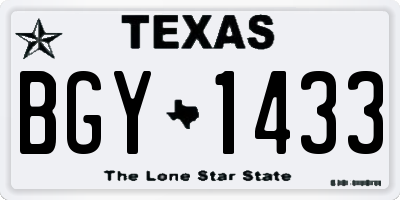 TX license plate BGY1433