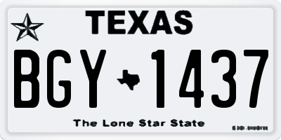 TX license plate BGY1437