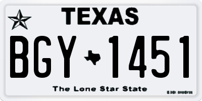 TX license plate BGY1451