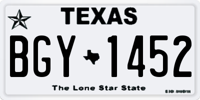 TX license plate BGY1452