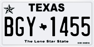 TX license plate BGY1455