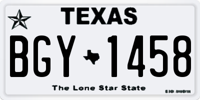TX license plate BGY1458