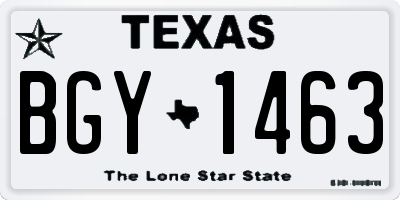 TX license plate BGY1463