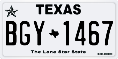TX license plate BGY1467