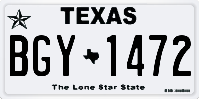 TX license plate BGY1472