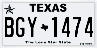TX license plate BGY1474