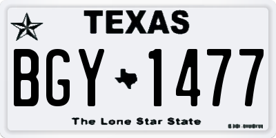 TX license plate BGY1477