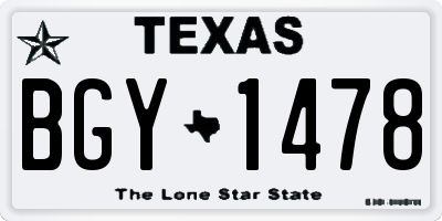 TX license plate BGY1478