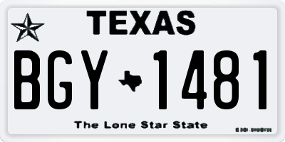 TX license plate BGY1481