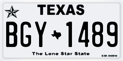 TX license plate BGY1489