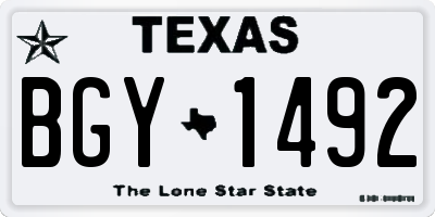 TX license plate BGY1492