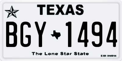 TX license plate BGY1494