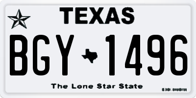 TX license plate BGY1496