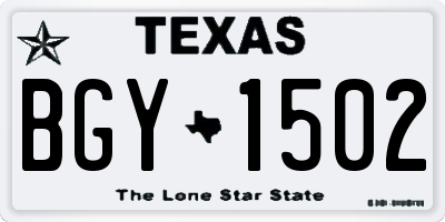 TX license plate BGY1502