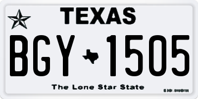 TX license plate BGY1505