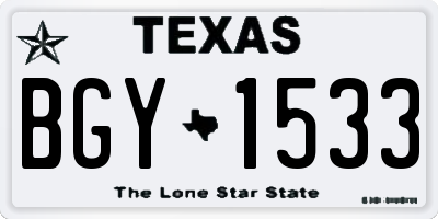 TX license plate BGY1533