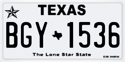 TX license plate BGY1536