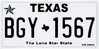 TX license plate BGY1567