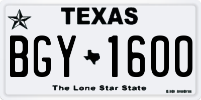TX license plate BGY1600