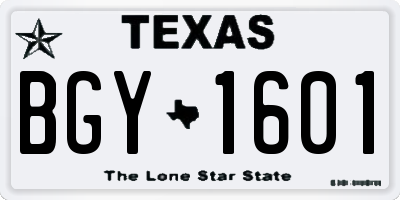 TX license plate BGY1601