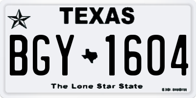 TX license plate BGY1604