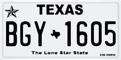 TX license plate BGY1605