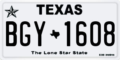 TX license plate BGY1608