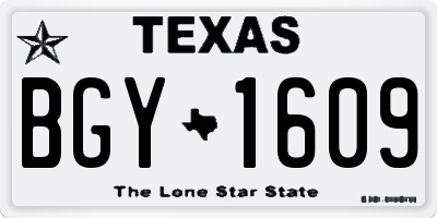 TX license plate BGY1609